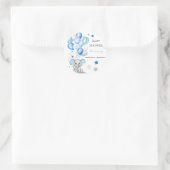 Cute Baby Elephant with Balloons Boy Baby shower Ronde Sticker (Tas)
