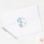 Cute Baby Elephant with Balloons Boy Baby shower Ronde Sticker (Envelop)