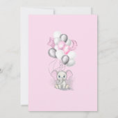 Cute Baby Elephant with Balloons Girl Baby shower Kaart (Achterkant)