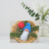 Cute Baby Elf op Pijn met Toadstool: Polymeer Clay Briefkaart (Staand voorkant)