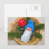 Cute Baby Elf op Pijn met Toadstool: Polymeer Clay Briefkaart (Voorkant / Achterkant)