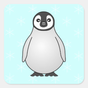 Cute Baby Emperor Penguin Cartoon Vierkante Sticker