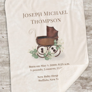 Cute  Baby Eucalyptus Baby Carriage Sherpa Deken