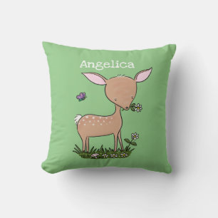Cute baby fawn cartoon illustratie kussen