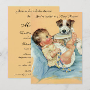  Cute Baby Flaconpap Dog, Baby shower Kaart