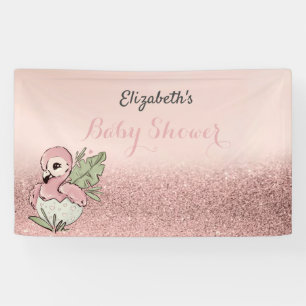 Cute Baby Flamingo Rose Goud Glitter Spandoek