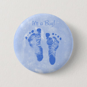 Cute Baby Footprint Birth Notice Ronde Button 5,7 Cm
