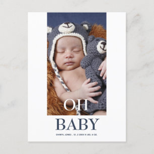 Cute Baby Foto Oh Baby Birth Announding Aankondigingskaart