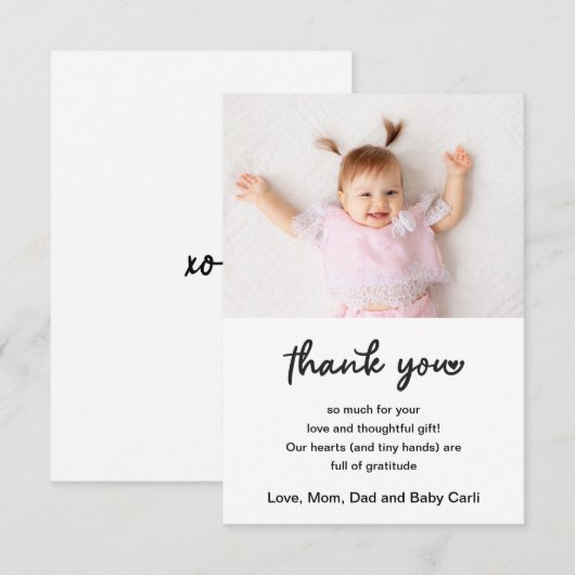 Cute Baby Foto Script Bedankt (Voorkant / Achterkant)