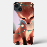 Cute Baby Fox avec Fairy Lights iPhone 13 Coque