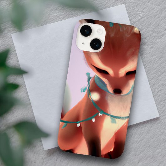 Cute Baby Fox avec Fairy Lights iPhone 14 Coque
