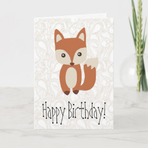 Cute Baby Fox Birthday Wenskaart Kaart