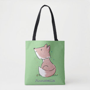 Cute baby fox cartoon illustratie draagtas