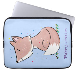 Cute baby fox cartoon illustratie laptop sleeve