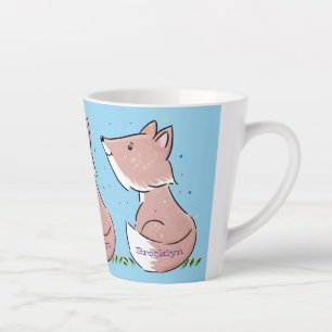 Cute baby fox cartoon illustratie latte mok