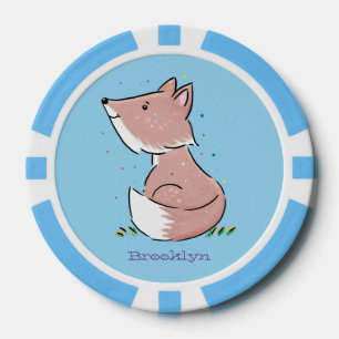 Cute baby fox cartoon illustratie poker chips