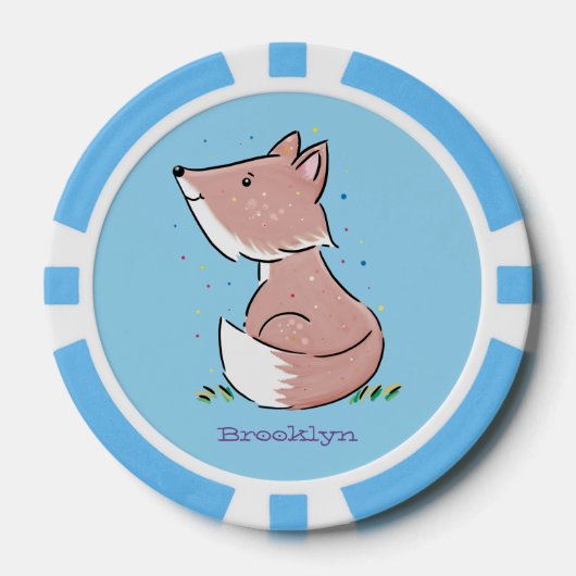 Cute baby fox cartoon illustratie poker chips (Voorkant)