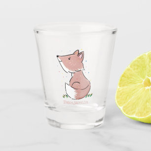 Cute baby fox cartoon illustratie shot glas