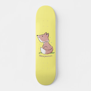 Cute baby fox cartoon illustratie skateboard