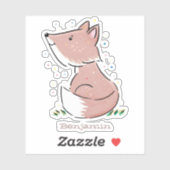 Cute baby fox cartoon illustratie sticker (Vel)