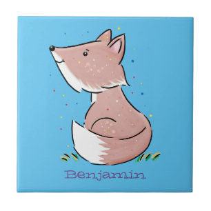 Cute baby fox cartoon illustratie tegeltje