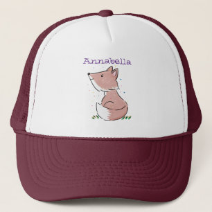 Cute baby fox cartoon illustratie trucker pet