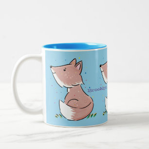 Cute baby fox cartoon illustratie tweekleurige koffiemok