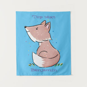 Cute baby fox cartoon illustratie wandkleed