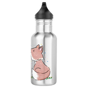 Cute baby fox cartoon illustratie waterfles 