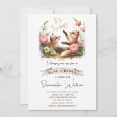 Cute Baby Fox C'est jumeaux Baby shower Invitation (Devant)