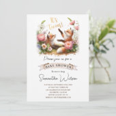 Cute Baby Fox C'est jumeaux Baby shower Invitation (Debout devant)