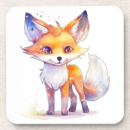 Cute Baby Fox dessous de verre en plastique dur (Devant)