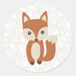 Cute Baby Fox Ronde Sticker