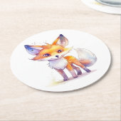 Cute Baby Fox Round Paper Onderzetter (Gebogen)