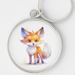 Cute Baby Fox Round Sleutelhanger