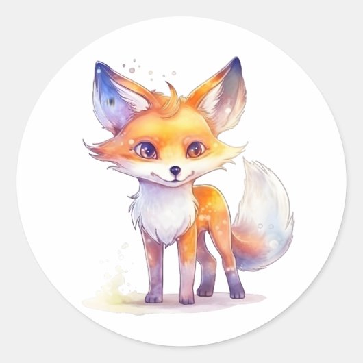 Cute Baby Fox Round Sticker (Voorkant)