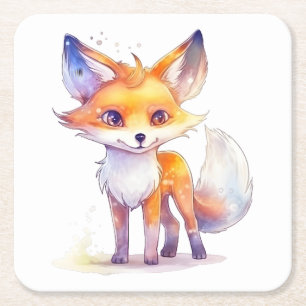 Cute Baby Fox Square Paper Onderzetter
