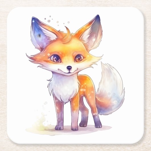 Cute Baby Fox Square Paper Onderzetter (Voorkant)