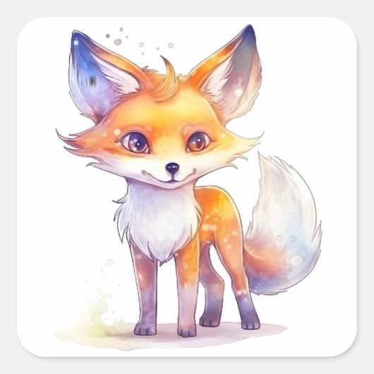 Cute Baby Fox Square Stickers (Voorkant)