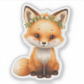 Cute Baby Fox Sticker - Kawaii Flower Crown Fox (Devant)
