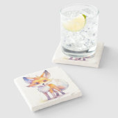 Cute Baby Fox Stone Onderzetter (Zijkant)