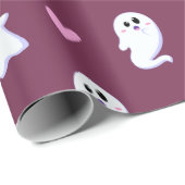 Cute Baby Ghost & Roze Heart Pattern Spooky Funny Cadeaupapier (Rol Hoek)