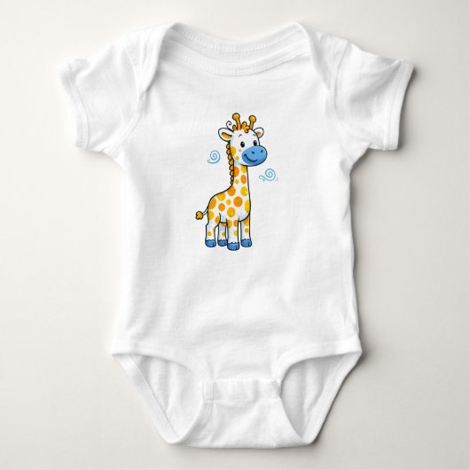 Cute Baby Giraffe Cartoon Illustration Romper (Voorkant)