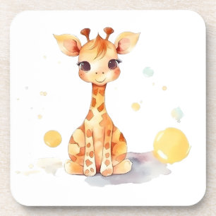Cute Baby Giraffe Dessous de verre en plastique du