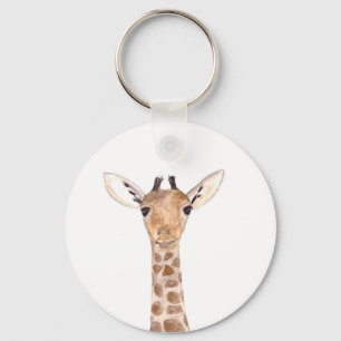 Cute baby giraffe dier Jungle Safari aquarel Sleutelhanger