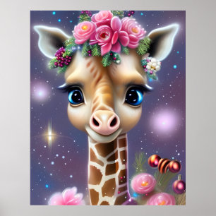 Cute Baby Giraffe Graphic Poster