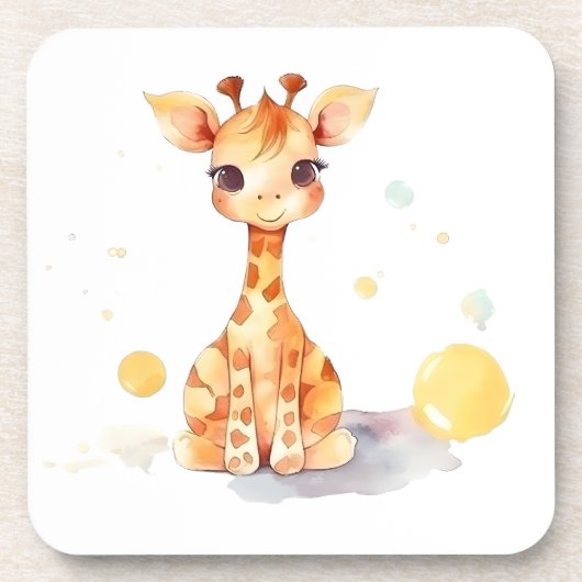 Cute Baby Giraffe Hard Plastic Onderzetter (Voorkant)