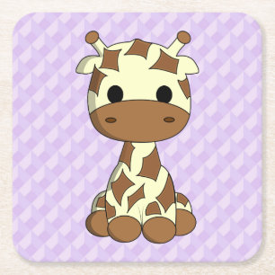Cute baby giraffe kawaii cartoon girl onderzetters