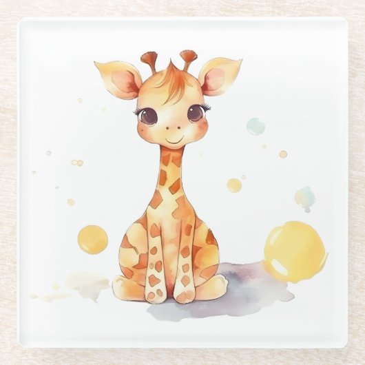 Cute Baby Giraffe Onderzetter (Voorkant)