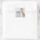 Cute Baby Giraffe Personalized Name School Vierkante Sticker (Tas)